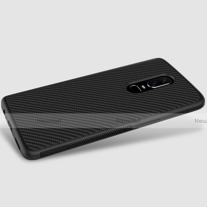 Silicone Candy Rubber TPU Twill Soft Case B02 for OnePlus 6 Black