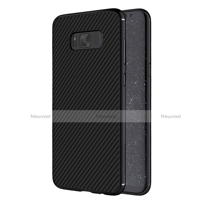 Silicone Candy Rubber TPU Twill Soft Case B02 for Samsung Galaxy S8 Black