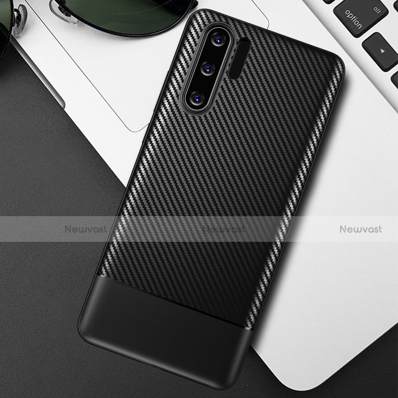 Silicone Candy Rubber TPU Twill Soft Case B03 for Huawei P30 Pro New Edition Black