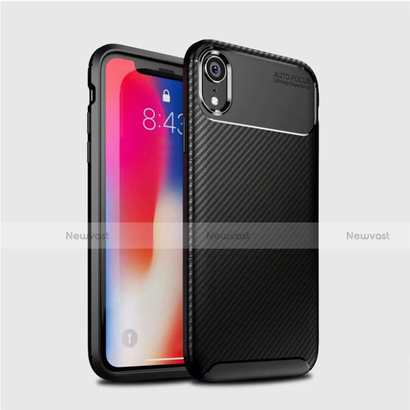 Silicone Candy Rubber TPU Twill Soft Case Cover A01 for Apple iPhone XR Black