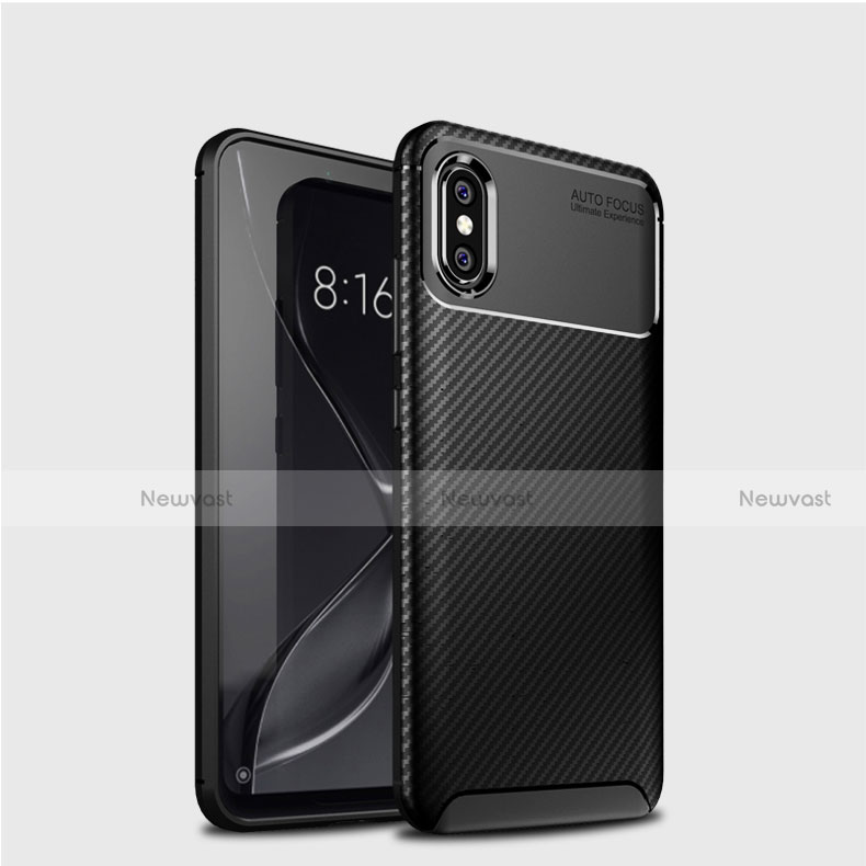 Silicone Candy Rubber TPU Twill Soft Case Cover A01 for Xiaomi Mi 8 Black