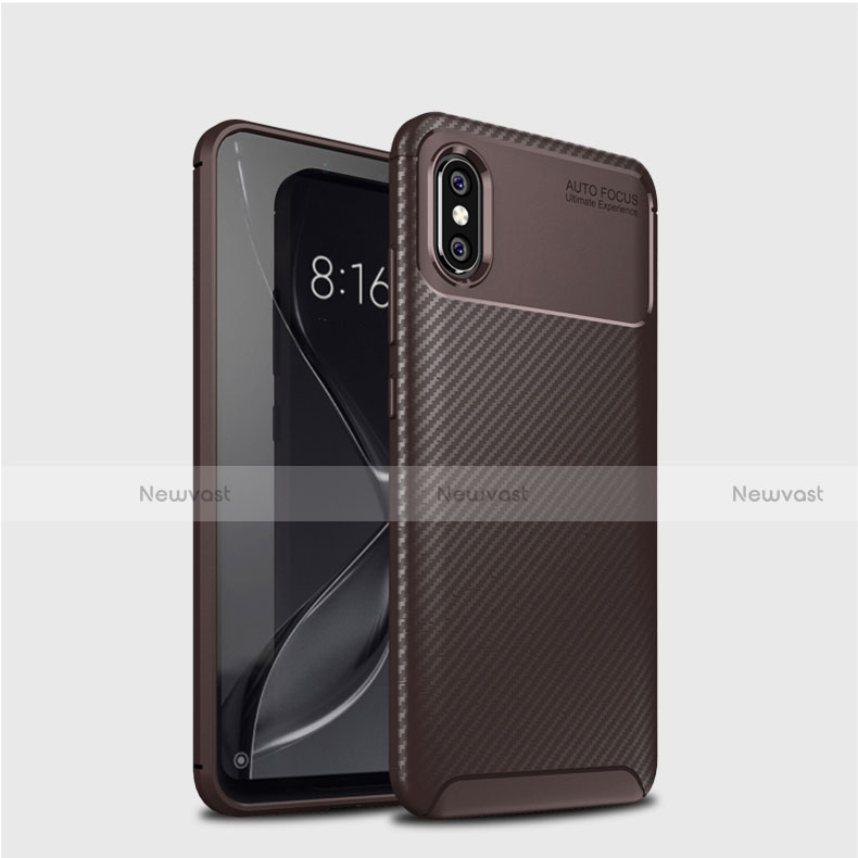 Silicone Candy Rubber TPU Twill Soft Case Cover A01 for Xiaomi Mi 8 Brown