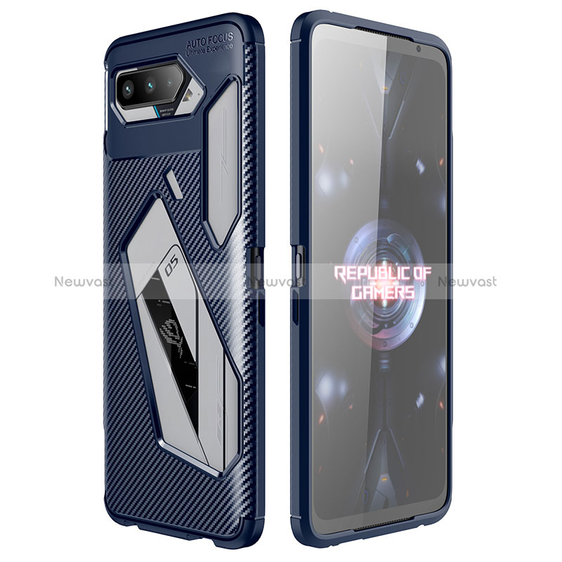 Silicone Candy Rubber TPU Twill Soft Case Cover for Asus ROG Phone 5 Pro Blue