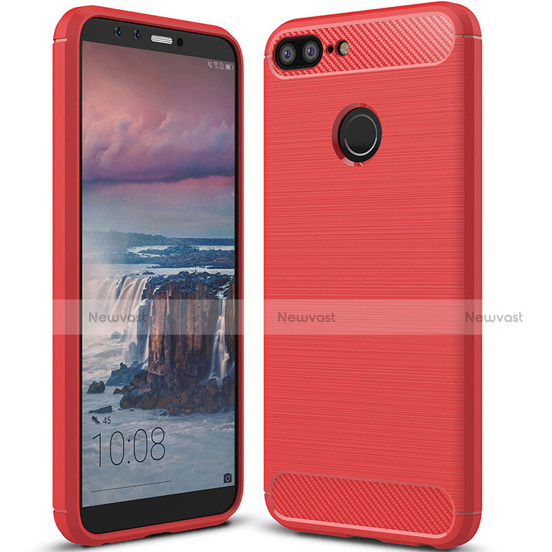 Silicone Candy Rubber TPU Twill Soft Case Cover for Huawei Honor 9 Lite Red