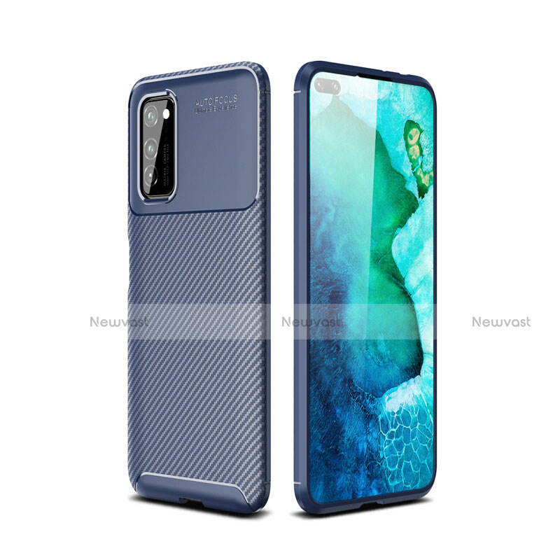 Silicone Candy Rubber TPU Twill Soft Case Cover for Huawei Honor V30 Pro 5G Blue