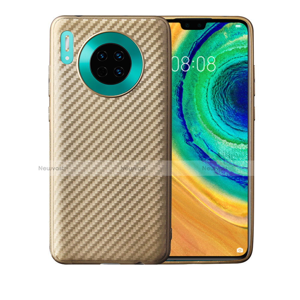 Silicone Candy Rubber TPU Twill Soft Case Cover for Huawei Mate 30 5G Gold