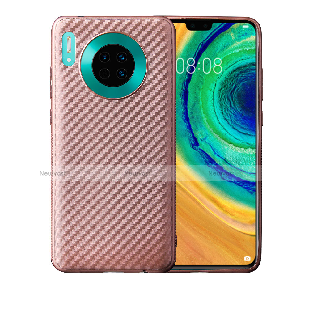 Silicone Candy Rubber TPU Twill Soft Case Cover for Huawei Mate 30 5G Rose Gold