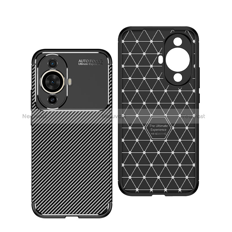 Silicone Candy Rubber TPU Twill Soft Case Cover for Huawei Nova 11 Black