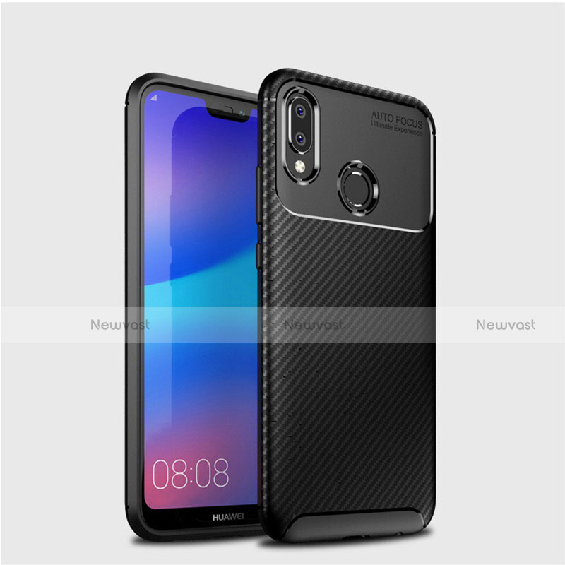 Silicone Candy Rubber TPU Twill Soft Case Cover for Huawei Nova 3e Black