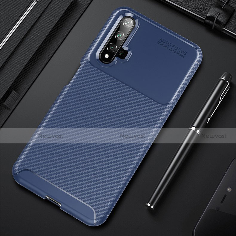 Silicone Candy Rubber TPU Twill Soft Case Cover for Huawei Nova 5 Pro Blue