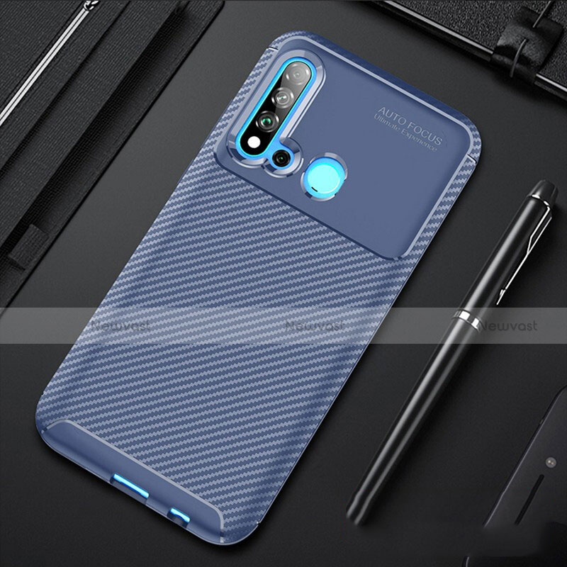 Silicone Candy Rubber TPU Twill Soft Case Cover for Huawei Nova 5i Blue