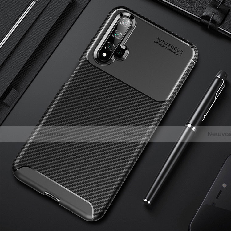 Silicone Candy Rubber TPU Twill Soft Case Cover for Huawei Nova 5T Black