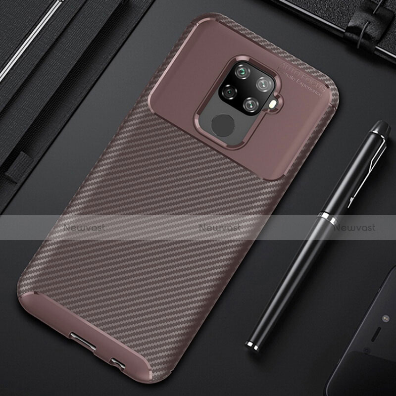 Silicone Candy Rubber TPU Twill Soft Case Cover for Huawei Nova 5z Brown