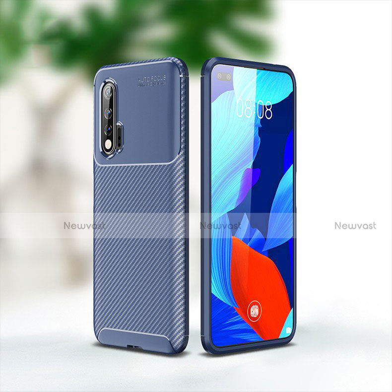 Silicone Candy Rubber TPU Twill Soft Case Cover for Huawei Nova 6 5G Blue