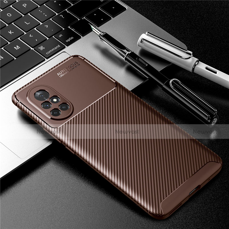 Silicone Candy Rubber TPU Twill Soft Case Cover for Huawei Nova 8 5G Brown