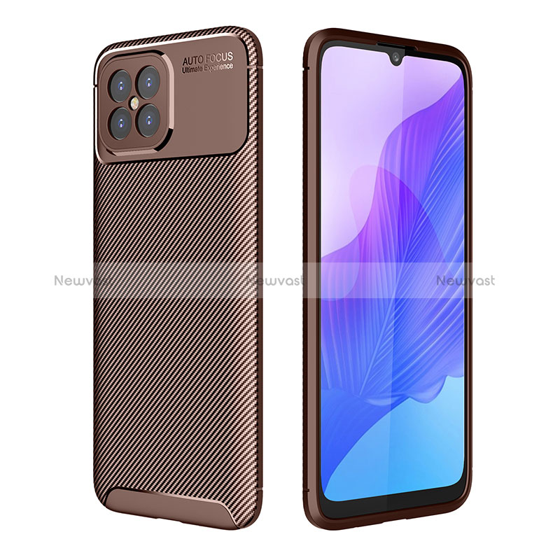 Silicone Candy Rubber TPU Twill Soft Case Cover for Huawei Nova 8 SE 4G Brown