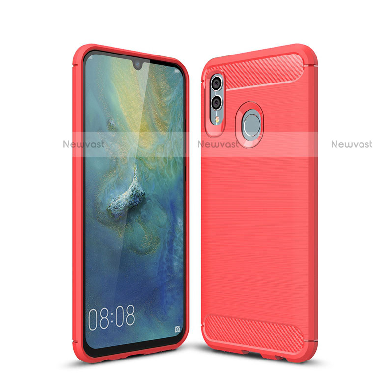 Silicone Candy Rubber TPU Twill Soft Case Cover for Huawei P Smart (2019) Red