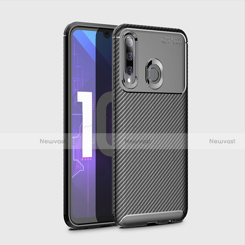 Silicone Candy Rubber TPU Twill Soft Case Cover for Huawei P Smart+ Plus (2019) Black