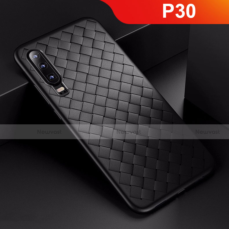 Silicone Candy Rubber TPU Twill Soft Case Cover for Huawei P30 Black