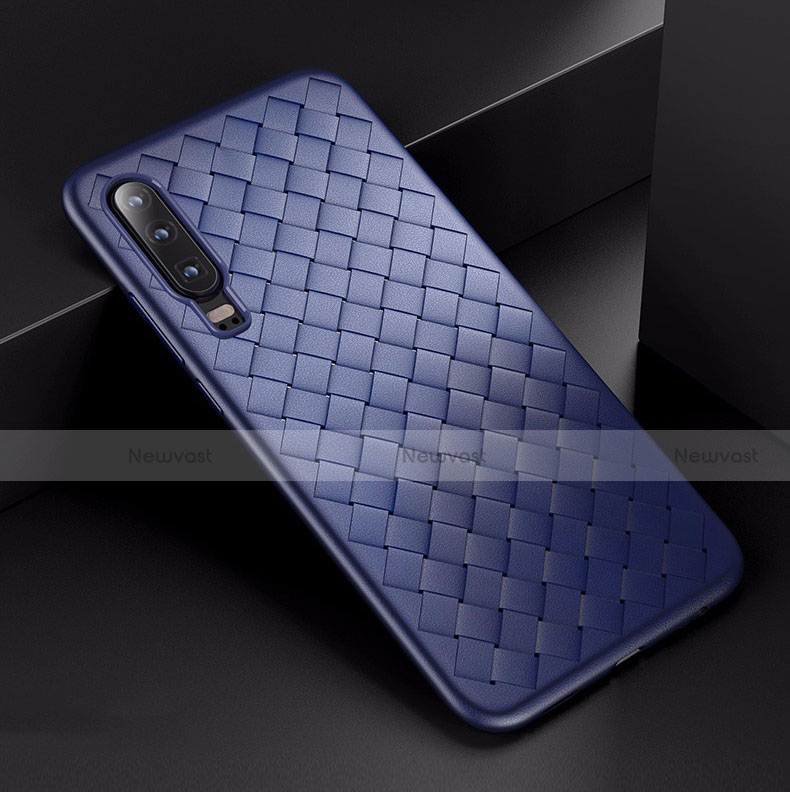 Silicone Candy Rubber TPU Twill Soft Case Cover for Huawei P30 Blue