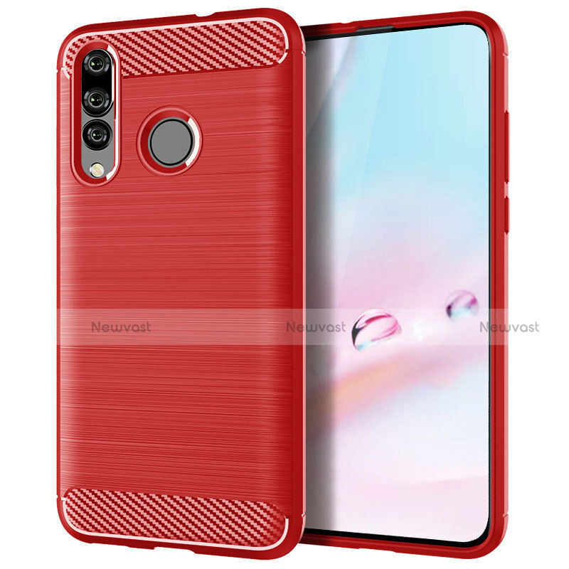 Silicone Candy Rubber TPU Twill Soft Case Cover for Huawei P30 Lite New Edition Red