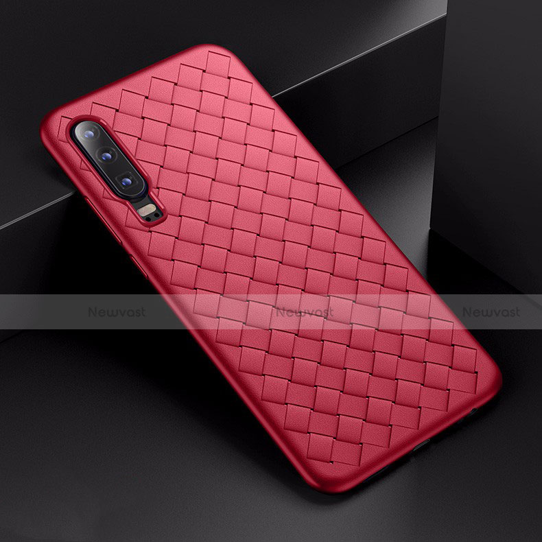 Silicone Candy Rubber TPU Twill Soft Case Cover for Huawei P30 Red