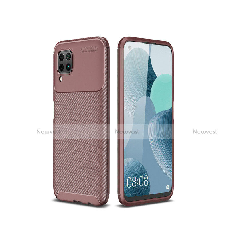 Silicone Candy Rubber TPU Twill Soft Case Cover for Huawei P40 Lite Brown