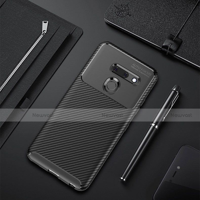 Silicone Candy Rubber TPU Twill Soft Case Cover for LG G8 ThinQ Black