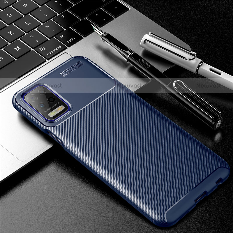 Silicone Candy Rubber TPU Twill Soft Case Cover for LG K62 Blue