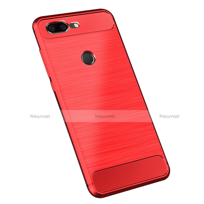 Silicone Candy Rubber TPU Twill Soft Case Cover for OnePlus 5T A5010 Red