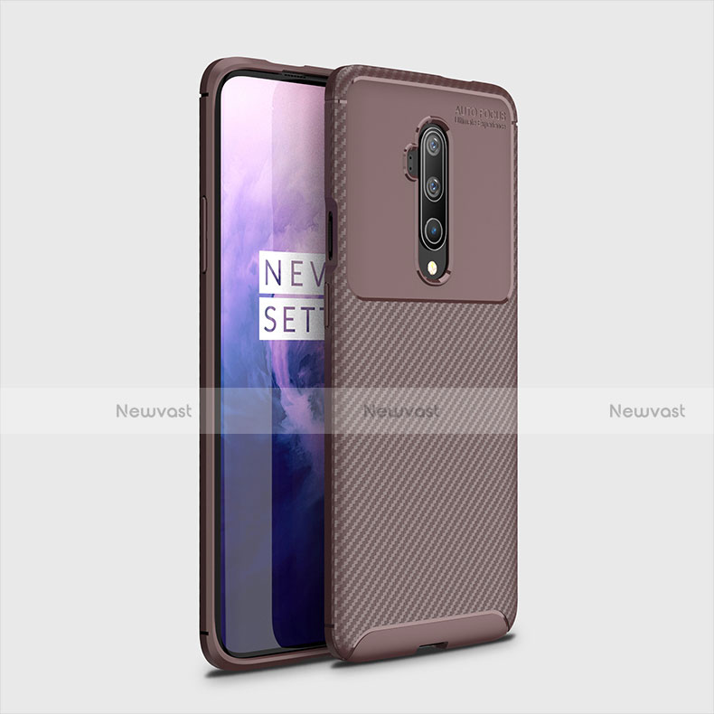 Silicone Candy Rubber TPU Twill Soft Case Cover for OnePlus 7T Pro Brown