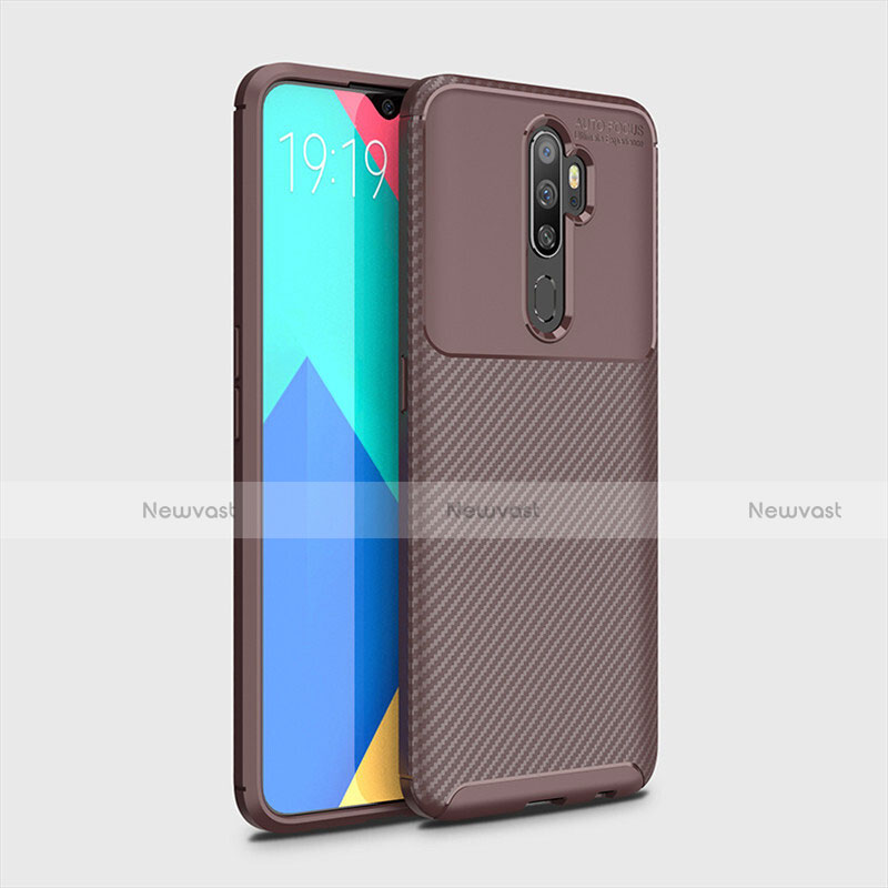 Silicone Candy Rubber TPU Twill Soft Case Cover for Oppo A11 Brown