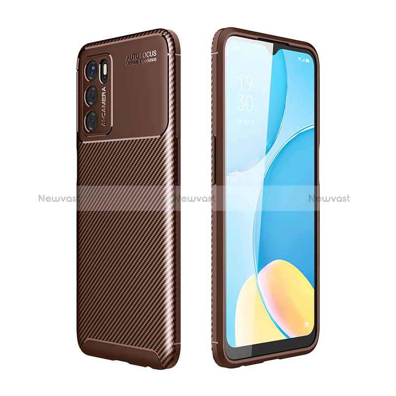 Silicone Candy Rubber TPU Twill Soft Case Cover for Oppo A16 Brown