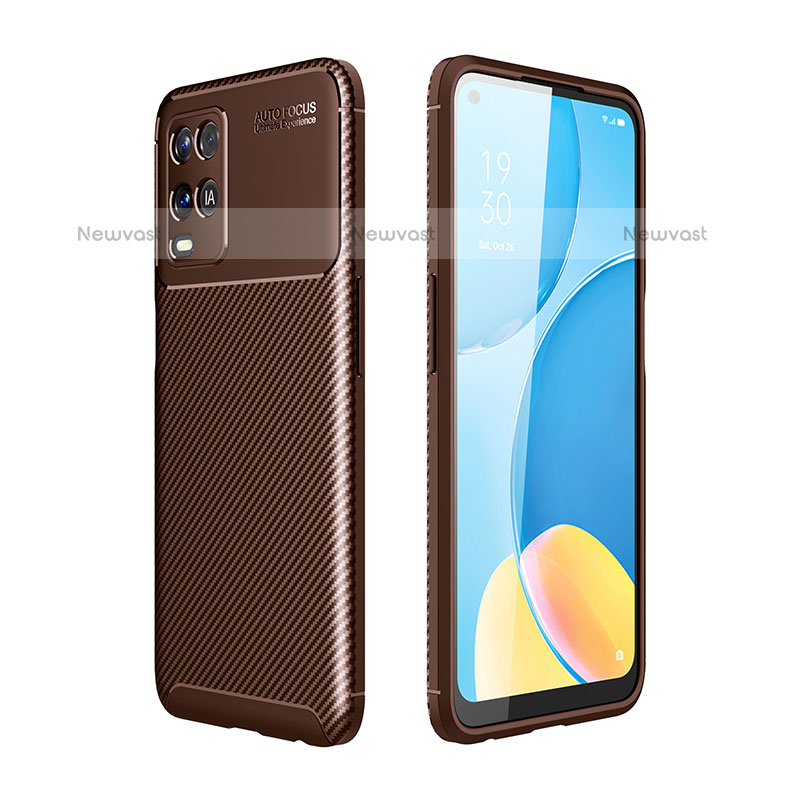 Silicone Candy Rubber TPU Twill Soft Case Cover for Oppo A54 4G Brown