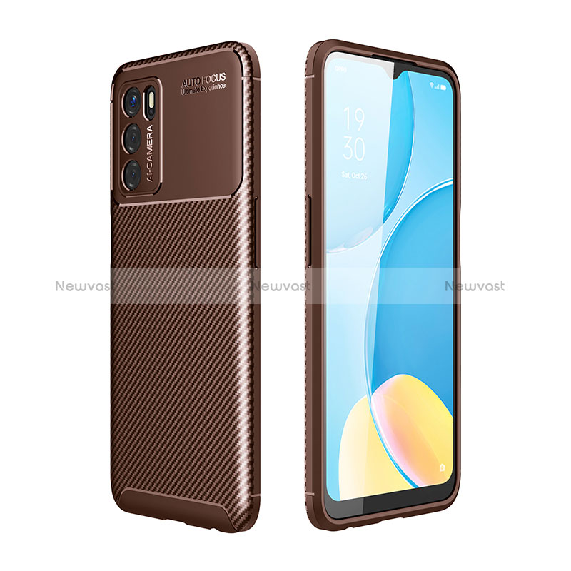 Silicone Candy Rubber TPU Twill Soft Case Cover for Oppo A54s Brown