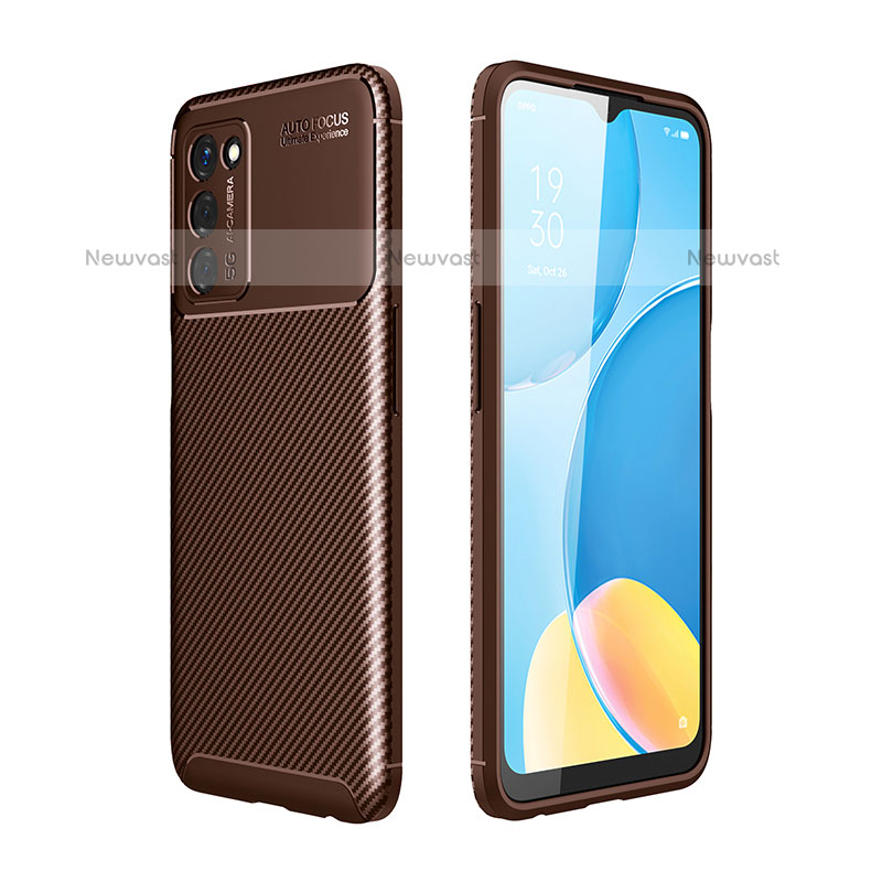 Silicone Candy Rubber TPU Twill Soft Case Cover for Oppo A55 5G Brown