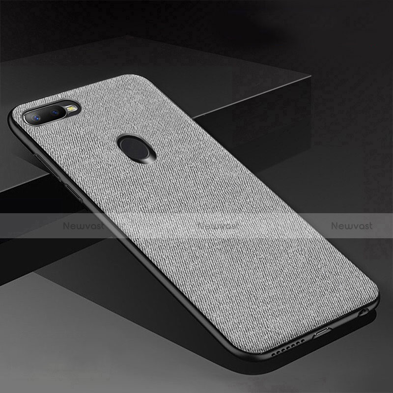 Silicone Candy Rubber TPU Twill Soft Case Cover for Oppo A7 Gray