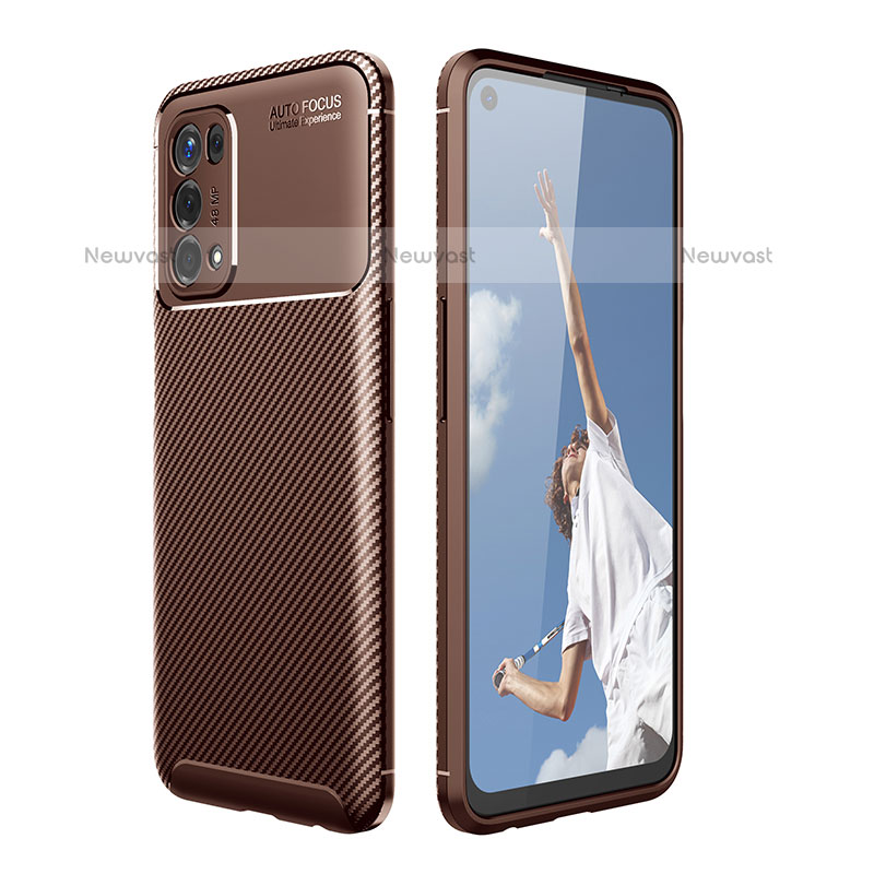 Silicone Candy Rubber TPU Twill Soft Case Cover for Oppo A93 5G Brown