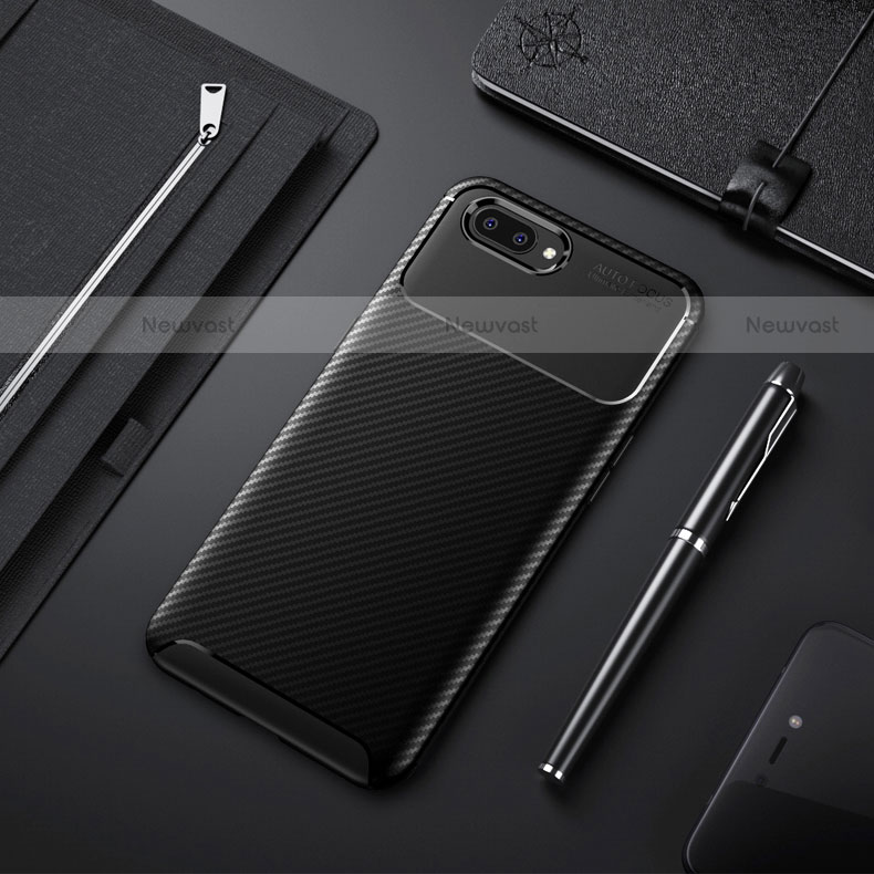 Silicone Candy Rubber TPU Twill Soft Case Cover for Oppo AX5 Black