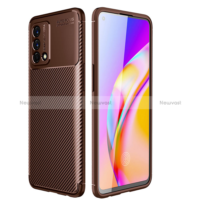 Silicone Candy Rubber TPU Twill Soft Case Cover for Oppo F19 Brown