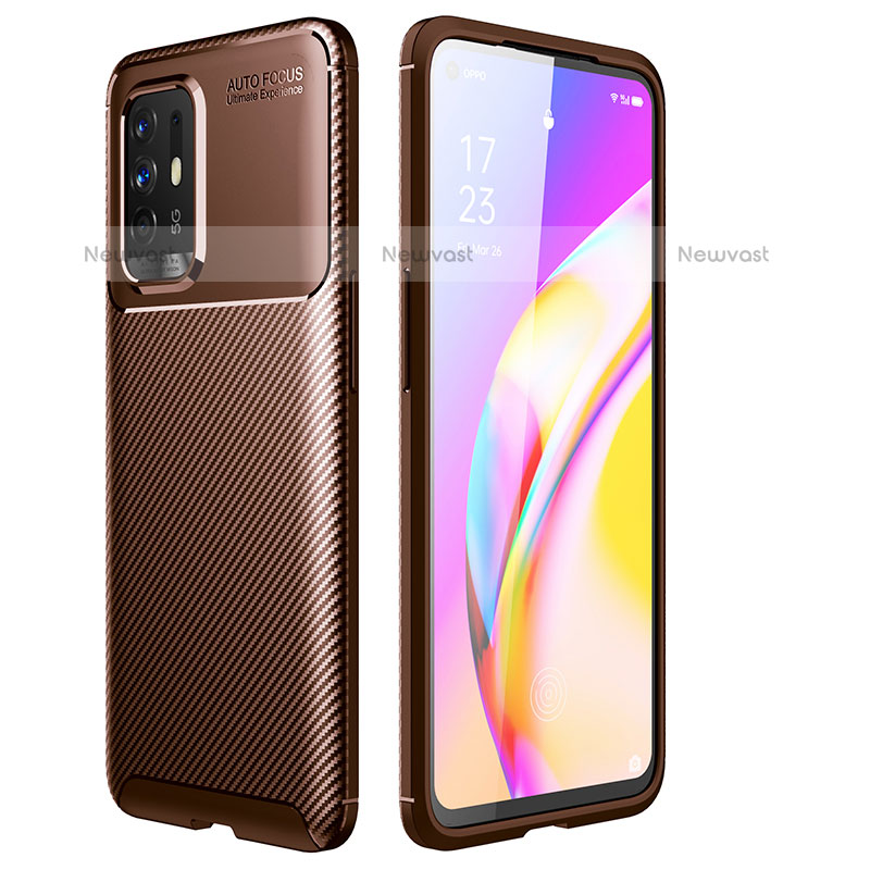 Silicone Candy Rubber TPU Twill Soft Case Cover for Oppo F19 Pro+ Plus 5G Brown