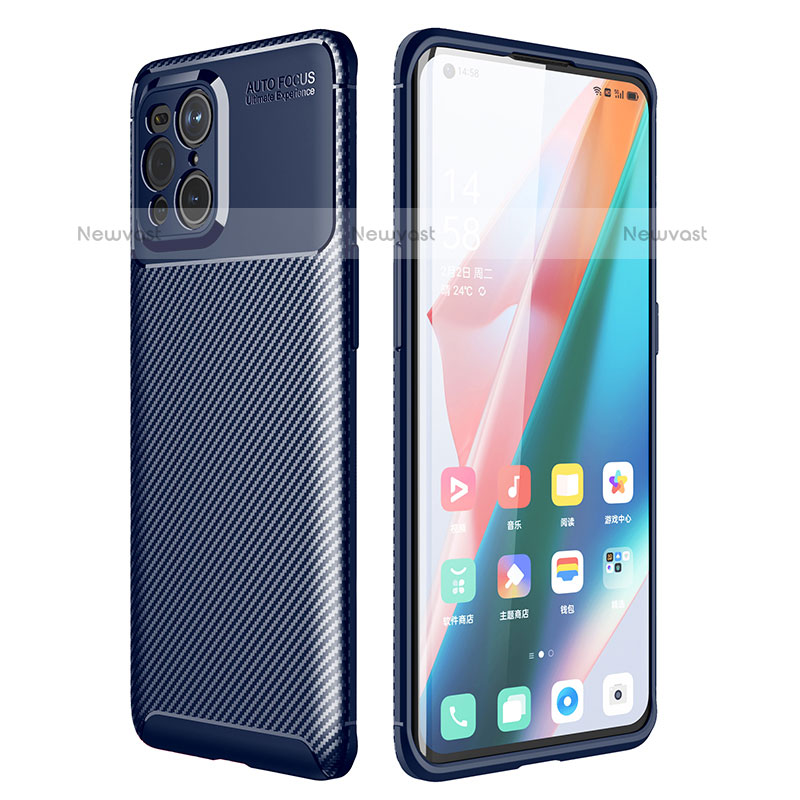 Silicone Candy Rubber TPU Twill Soft Case Cover for Oppo Find X3 Pro 5G Blue