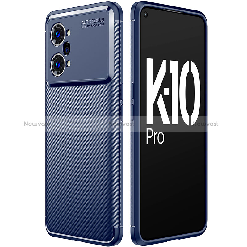 Silicone Candy Rubber TPU Twill Soft Case Cover for Oppo K10 Pro 5G Blue