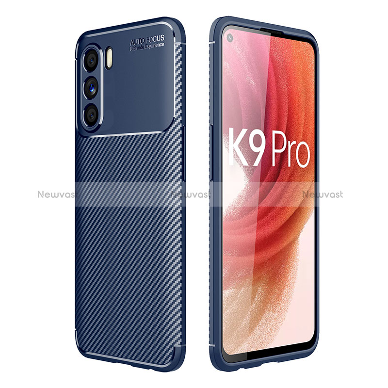 Silicone Candy Rubber TPU Twill Soft Case Cover for Oppo K9 Pro 5G Blue