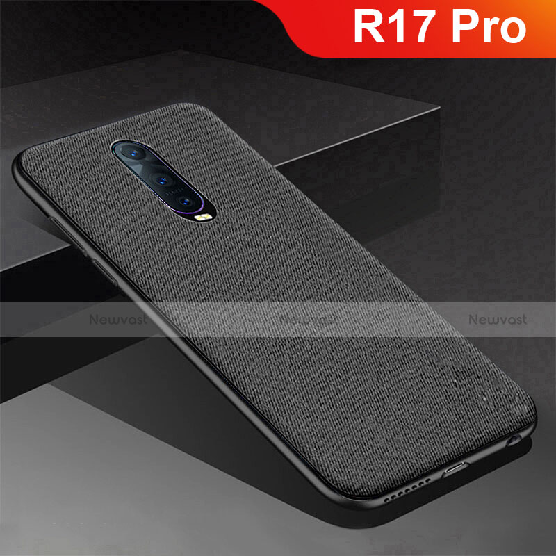 Silicone Candy Rubber TPU Twill Soft Case Cover for Oppo R17 Pro Black