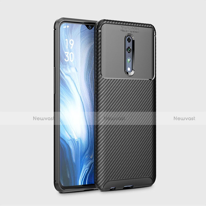 Silicone Candy Rubber TPU Twill Soft Case Cover for Oppo Reno Z Black