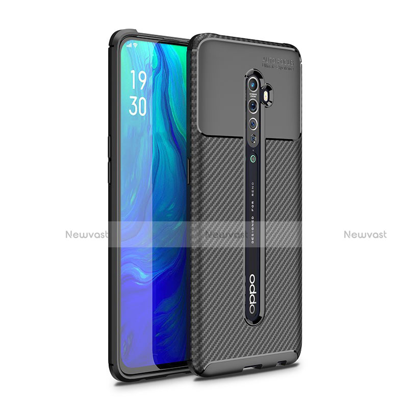 Silicone Candy Rubber TPU Twill Soft Case Cover for Oppo Reno2 Black