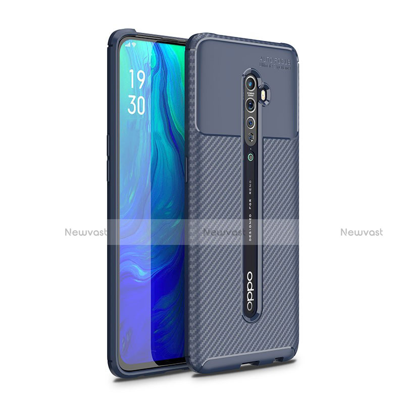 Silicone Candy Rubber TPU Twill Soft Case Cover for Oppo Reno2 Blue