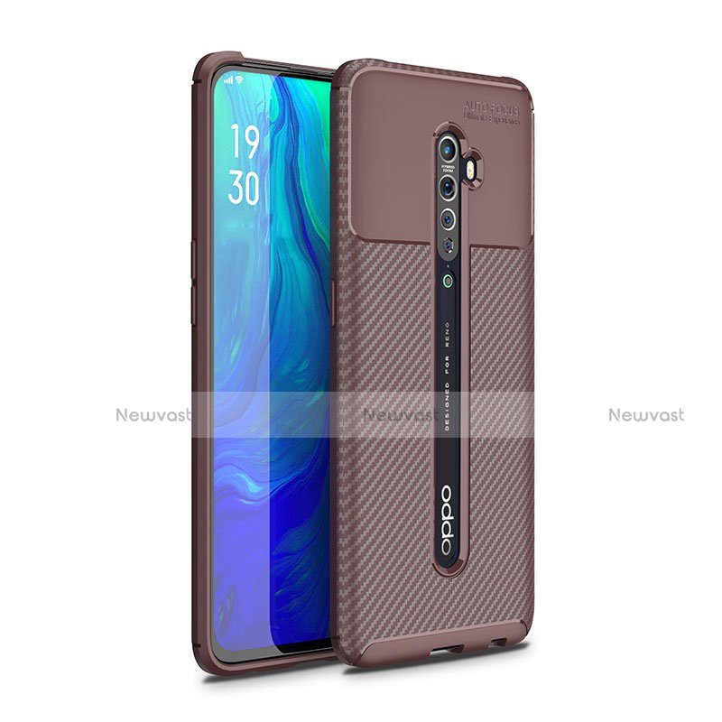 Silicone Candy Rubber TPU Twill Soft Case Cover for Oppo Reno2 Brown