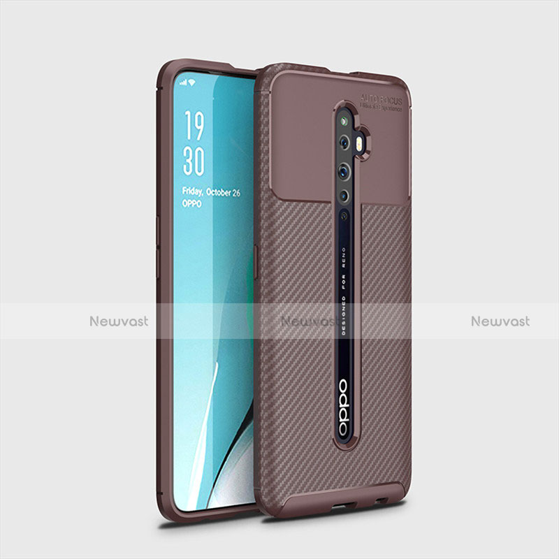 Silicone Candy Rubber TPU Twill Soft Case Cover for Oppo Reno2 Z Brown